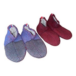 SET OF TWO BOMBAS GRIPPER SLIPPERS JACQUARD BLUE RED MEN'S MEDIUM 7-9.5
